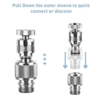 Sink Faucet Quick Connector, Faucet to Garden Hose Snap Coupling Adapter | Compatible with Dishwasher Washer Bathroom/Kitchen/Shower Hose/Garden Hose