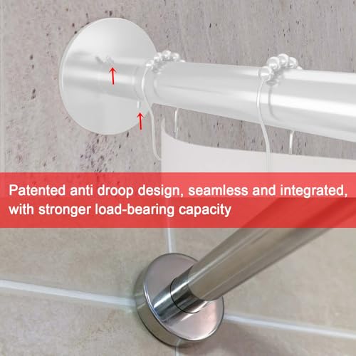 U Shower Curtain Rod Adjustable Stainless Steel U Shaped Rack Drill Free Install for Bathroom, Bathtub, Clothing Store (U Shaped White, Length on both sides:31.5"-47",Middle width:34.7"-43")