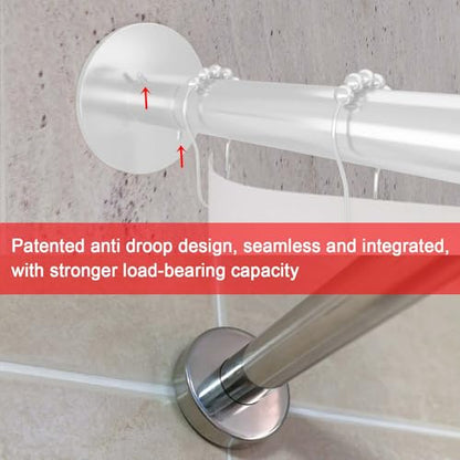U Shower Curtain Rod Adjustable Stainless Steel U Shaped Rack Drill Free Install for Bathroom, Bathtub, Clothing Store (U Shaped White, Length on both sides:31.5"-47",Middle width:34.7"-43")