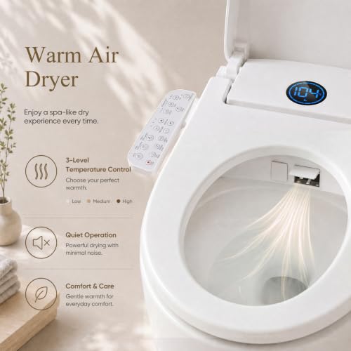 GAICOM Electric Bidet Toilet Seat Elongated, Heated Seat ＆ Warm Air Dryer | Instant Warm Water, Multiple Cleaning Modes, Side Panel Control, Self Cleaning Nozzle, Night Light, Soft Close Lid - color: Milky white