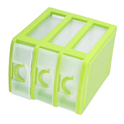 3-Layer Plastic Drawer Organizer for Jewelry, Makeup & Small Items, Space-Saving Storage Box with Dividers, Compact for Bedroom, Bathroom or Office(Green)