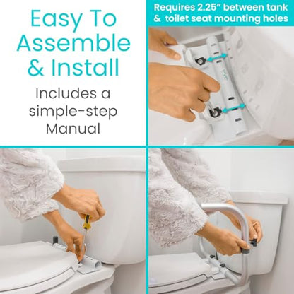 Vive Toilet Frame Rail for Elderly & Disabled - Adjustable Grab Bar Rail | With Arms, Safety Support Handles for Seniors, Handicap Bathroom Mobility Aids, Sit to Stand Assist to Help Adults Get Up