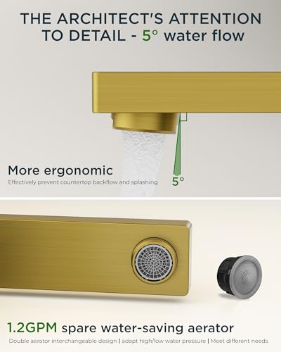 FORIOUS 2 Pack 8" Widespread Gold Bathroom Faucet 3 Hole, Commercial Faucet | 2 Handle Wholesale Square Brushed Gold Bathroom Sink Faucet 3 Holes, Vanity Faucet with Drain, Supply Line and 1.2gpm Aerator - color: Brushed Gold × 2, style: Modern