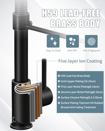 Oil Rubbed Bronze Single Handle Kitchen Faucet with Sprayer, Pull Down Faucet for Camper, RV, Farmhouse Sink - color: F-Oil Rubbed Bronze, style: Classic