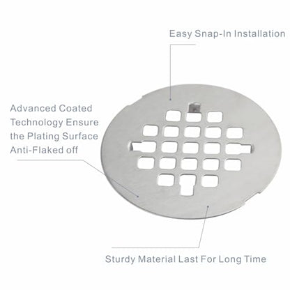 HIDROP Brushed Nickel Snap-in Shower Floor Drain Cover,4-1/4" OD Round Grid | Stainless Steel Shower Floor Drain, Replacement Shower Drain Cover, Hair Catcher, Easy-to-Install, Round Bathroom Drain Cover - color: Brushed