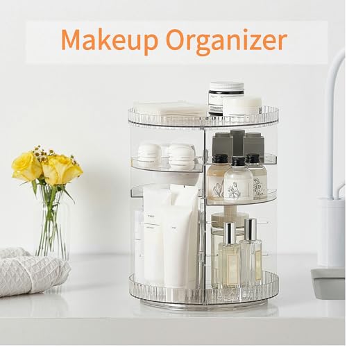 vacane Clear Rotating Makeup Organizer,8 Adjustable Layers Vanity Organizer Skincare Storage,Cosmetic Display Case 360° Stabilizly Spinning Multi-Function Storage for Bathroom and Bedroom Countertop - size: Tall | 8 Tier