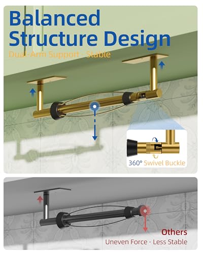 RUACQ Paper Towel Holder Under Cabinet, One Hand Tearing Paper Towel Holder with Damping Effect, Wall Mount & Adhesive Stainless Steel Paper Roll Holder for Kitchen Bathroom (Brushed Gold) - color: Brushed Gold, size: One Hand Tear - Rectangle