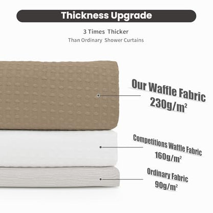 Inhousolu No Hook Shower Curtain with Removable Snap-in Liner, Waffle Weave 230 GSM Polyester, Weighted Hem, Water Repellent Washable, 72 x 72 Inch, Beige - color: Beige, size: 72"W x 72"L (Pack of 1)
