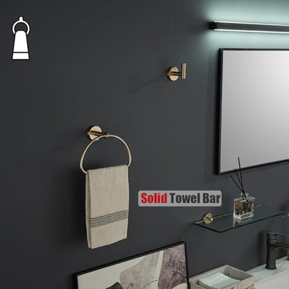 JQK Towel Ring Champagne Bronze, Stainless Steel Half Ring Towel Holder for Bathroom, 7 Inch Wall Mount, TR160-CB - color: Champagne Bronze