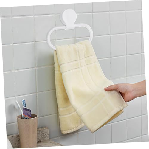 Ipetboom 2pcs Adhesive Wall Towel Holder Hand Towel Ring for Bathroom Impact-Resistant Bathroom Wash Cloth Holder with Strong Reliable Fixation Minimalist White Design for Easy Installation