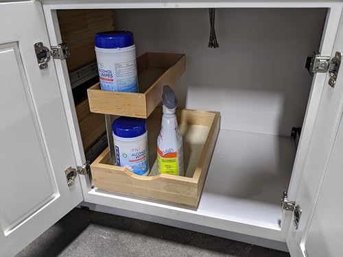 2-Tier Pull Out Drawer Organizer, Sliding Shelf Storage for Kitchen, Bathroom, Under Sink Cabinet (12" Width) - size: 12''W*18''D-B