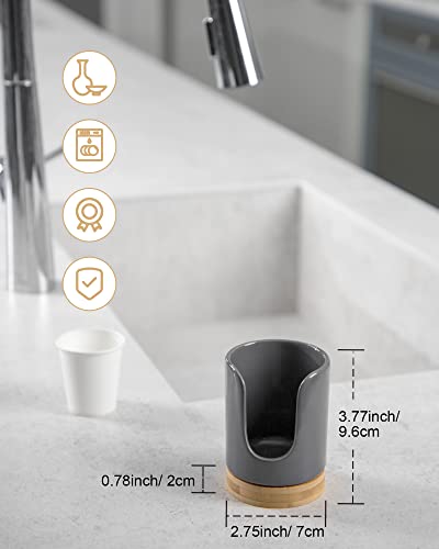Ceramic Bathroom Cup Holder, 3 oz Dispenser, Grey, 2 Pack | Mouthwash Cups Dispenser for Bathroom, Guest Toiletries, Countertop - color: Grey, size: Set/2