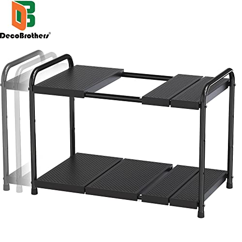Deco Brothers Under Sink 2 Tier Expandable Shelf Organizer, Black - color: Black