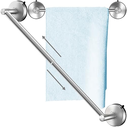 DGYB Adjustable Suction Cup Towel Bar for Bathroom 14 Inch ~ 27 Inch Brushed Nickel Towel Rack Stainless Steel Bath Towel Holder for Glass Shower Door - color: 14"~27" Towel Bar - 1pc/Brushed Nickel