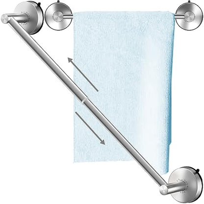DGYB Adjustable Suction Cup Towel Bar for Bathroom 14 Inch ~ 27 Inch Brushed Nickel Towel Rack Stainless Steel Bath Towel Holder for Glass Shower Door - color: 14"~27" Towel Bar - 1pc/Brushed Nickel