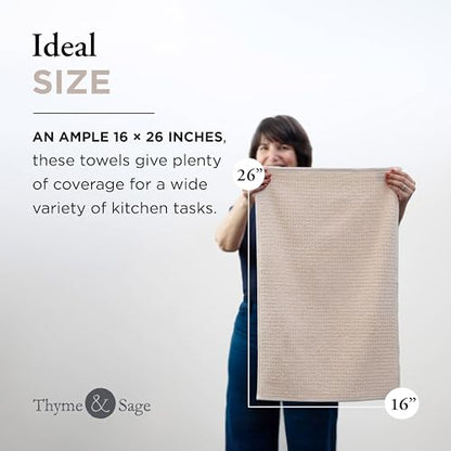 Thyme and Sage 100% Cotton Turkish Kitchen Hand Towel Set, Flax, 8 Pack | Premium Materials, 16"x26", Made in Turkey, Ultra Absorbent, 350 GSM - color: Flax, size: Pack of 8