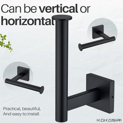KOKOSIRI Toilet Paper Holder for Bathroom Toilet Roll Holder Hold Mega Rolls Wall Mounted, Matte Black Stainless Steel 2 Pack, B2008BK-P2 - color: Matte Black, size: Vertical(2 Pack)