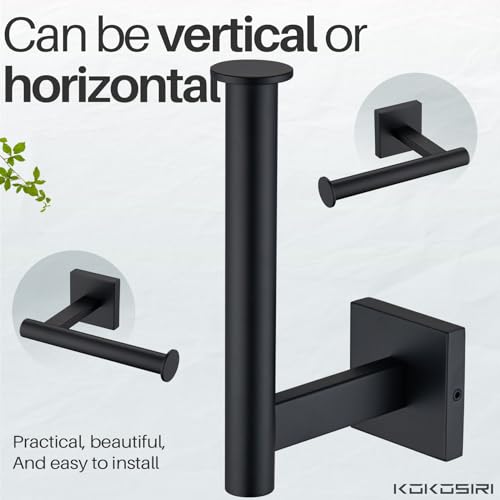 KOKOSIRI Toilet Paper Holder for Bathroom Toilet Roll Holder Hold Mega Rolls Wall Mounted, Matte Black Stainless Steel 2 Pack, B2008BK-P2 - color: Matte Black, size: Vertical(2 Pack)