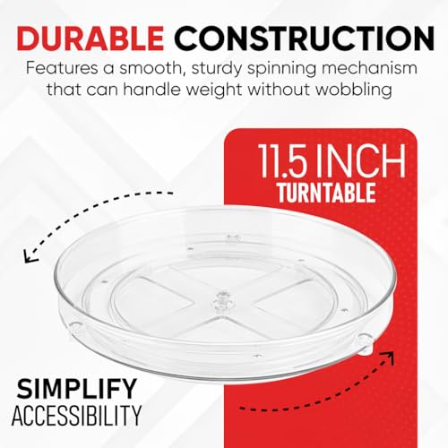 Oizeir Clear Lazy Susan Organizer (Pack of 2) 11.5 Inch Turntable for Kitchen, Pantry, Fridge, Bathroom, and Vanity Countertops, Acrylic Rotating Organizer - size: 11.5 Inches - 2 Pack