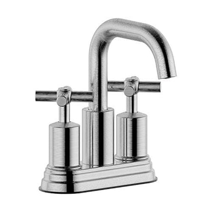 Two Handle Lavatory Faucet 4-inch Centerset Bathroom Sink Faucet with Drain Assembly for 3 Hole Sink Brushed Nickel Finish DF-4303CCH-BN Duttao - color: Brushed Nickel
