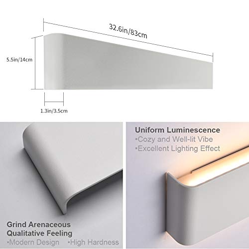 Aipsun 30W/32.6 inch Modern LED Vanity Light for Bathroom Light Fixture Up and Down Wall Light(Warm White 3000K) - color: White, size: 32.6 inch, style: 3000K