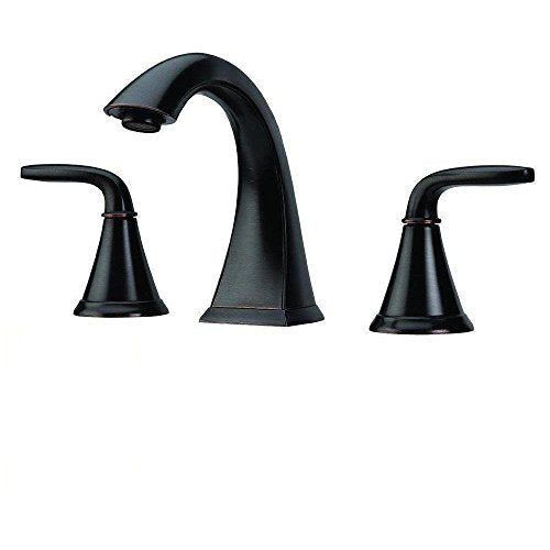 Pfister Pasadena Widespread Bathroom Faucet 8 in 3 Hole Double Handle Tuscan Bronze Vanity Sink Faucet with Ceramic Disc Valve Technology and Push & Seal Drain Installation LF049PDYY - color: Tuscan Bronze