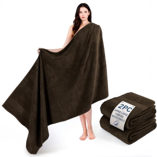 Cotton Paradise 100% Cotton Turkish Towel Set, Soft Absorbent Quick Dry, 2 Piece 35x70 Bath Sheet Set, Chocolate Brown - color: Chocolate Brown, size: 35"x70"