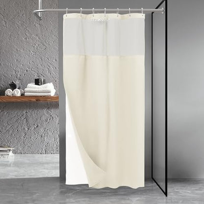N&Y HOME Stall Waffle Weave Shower Curtain with Snap-in Liner Cream 36x72 | 12 Hooks & Snap on Fabric Liner, Washable, Mesh Window, Hotel Style, 36 x 72 Small Shower Stall Size Curtain Set for Bathroom - color: Cream, size: 36"W x 72"L (Pack of 1)