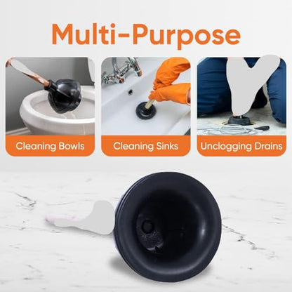 Superio Heavy Duty Plunger with 21 Inch Wooden Handle, Black Rubber - Classic Toilet Plunger, Heavy Duty, Double Thrust Force Cup, Rubber Toilet Plunger, Black Plunger - size: 1 Pack