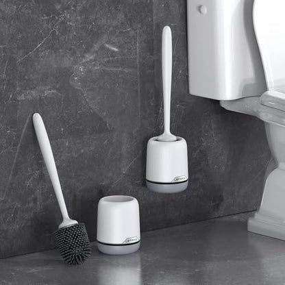 2 Pack Silicone Toilet Bowl Brush and Holder Set with Ventilated Holder, Floor Standing & Wall Mounted Toilet Scrubber - color: Gray, size: 2 Pack