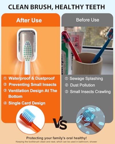 4 Pack Adhesive Wall Mount Toothbrush Holder - Waterproof Bathroom & Shower Organizer, No Drill Stick On Hanger for Manual/Electric Toothbrushes, Space Saving Storage Solution (2)