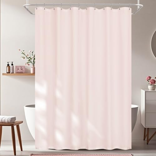 Seenus Waterproof Soft Microfiber Shower Curtain TPU Backed Lightweight, 72 x 78 Inch Extra Long Baby Pink Shower Curtain Liner with 2 Large Magnets, 2 in 1 Washable Fabric Bathroom Shower Curtain - color: Baby Pink, size: 72"W x 78"L (Pack of 1)
