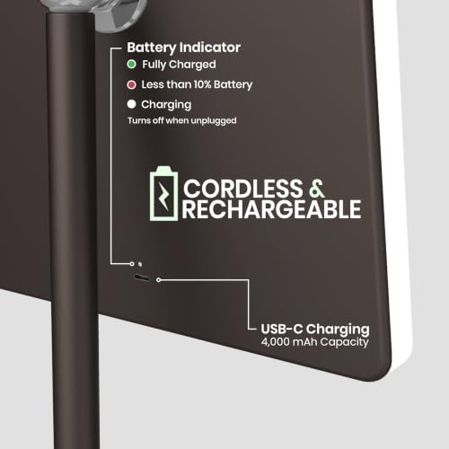 Orbit LED Vanity Mirror with Lights, 7X/1X Magnification, Dimmable & USB-C Rechargeable Tabletop Mirror (Espresso Brown) - color: Espresso Brown