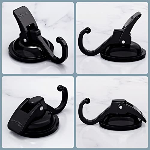 Heavy Duty Vacuum Suction Cup Hooks (2Pack) for Shower,Glass Window,Kitchen&Bathroom&Restroom Organization,Black. - color: Black