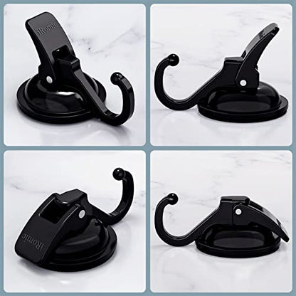 Heavy Duty Vacuum Suction Cup Hooks (2Pack) for Shower,Glass Window,Kitchen&Bathroom&Restroom Organization,Black. - color: Black