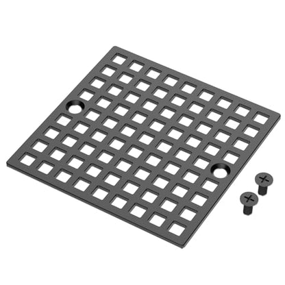 EXF 4 Inch Screw in Square Shower Floor Drain Cover, Stainless Steel Replacement Shower Drain Strainer Hair Catcher Matte Black - color: Black-square