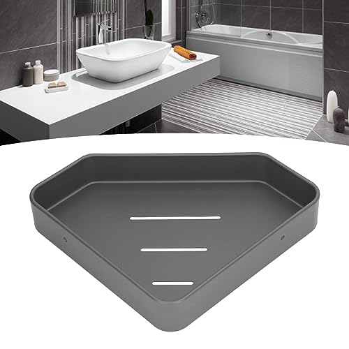 Rustproof Aluminum Corner Shelf | Space Saving Floating Shelf for Bathroom/Kitchen/Balcony | Sturdy Shower Organizer with Easy Installation | Grey Modern Design