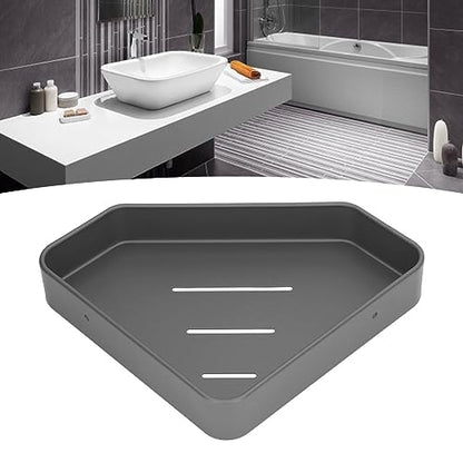 Rustproof Aluminum Corner Shelf | Space Saving Floating Shelf for Bathroom/Kitchen/Balcony | Sturdy Shower Organizer with Easy Installation | Grey Modern Design