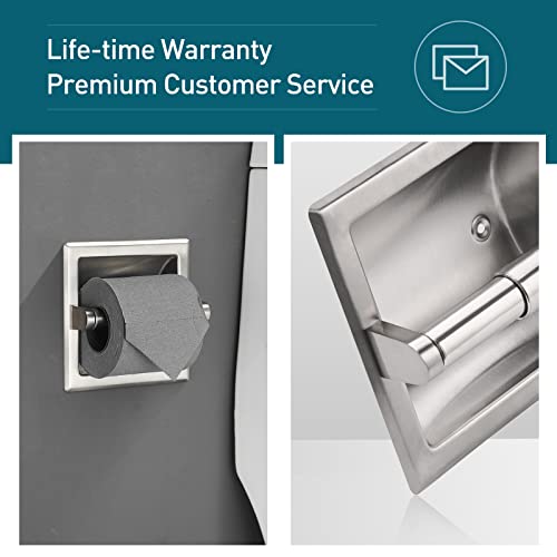 POKIM Recessed Toilet Paper Holder,Stainless Steel in Wall Toilet Paper Roll Holder for Bathroom Insert Design with Mounting Bracket,Commercial Toilet Tissue Dispensers Wall Mount,Brushed Nickel - color: Brushed Nickel, size: Recessed