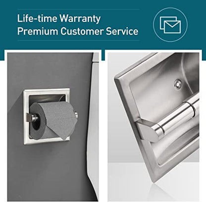 POKIM Recessed Toilet Paper Holder,Stainless Steel in Wall Toilet Paper Roll Holder for Bathroom Insert Design with Mounting Bracket,Commercial Toilet Tissue Dispensers Wall Mount,Brushed Nickel - color: Brushed Nickel, size: Recessed