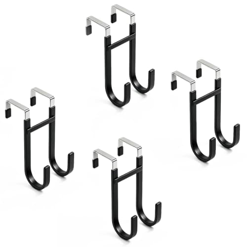 Over-the-Door Hooks, 4 Pack Heavy Duty Anti-Scratch Rubber Door Hangers for Hanging Coat, Towel, Bag and Key, Fit 1-3/8" Interior Doors, Perfect for Bathroom Bedroom and Kitchen, Black - color: Black, size: 4Pcs Short 5.1''-Fit 1-3/8 Interior Door