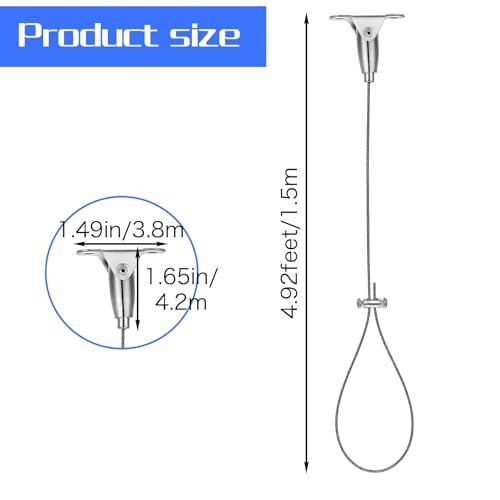 Ceiling Mounted Shower Curtain Rod Support Bracket, 60″ Adjustable Ceiling Suspension Holder for U-Shaped, L Shaped Shower Curtain Rods, Heavy Duty 304 Stainless Steel, Anti-Sagging, 1 Pack