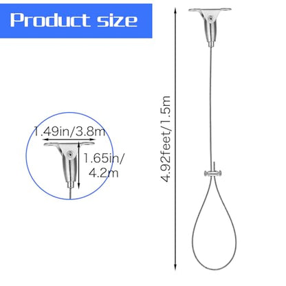 Ceiling Mounted Shower Curtain Rod Support Bracket, 60″ Adjustable Ceiling Suspension Holder for U-Shaped, L Shaped Shower Curtain Rods, Heavy Duty 304 Stainless Steel, Anti-Sagging, 1 Pack