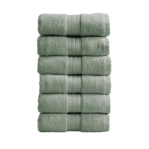 Great Bay Home Hand Towels - 100% Cotton 6 Pack 26x16 Hand Towel Set - Lightweight, Absorbent, Quick-Dry Towels for Bathroom (Eucalyptus) - color: Solid - Eucalyptus, size: Hand Towel (Pack of 6)