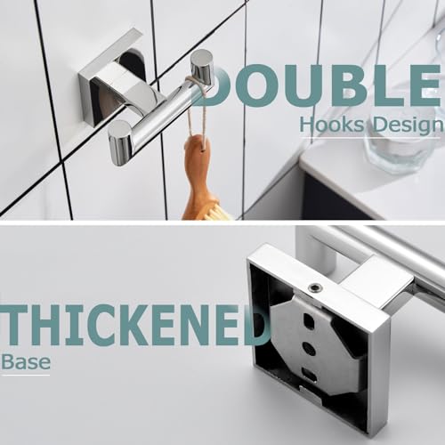 KOKOSIRI Robe Hook Bathroom Double Towel Coat Hooks for Bath Kitchen Wall Mounted, 3 Pack Chrome Stainless Steel B1015CH-P3 - color: Polished Chrome, size: 3 Pack