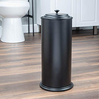 JS Jackson Supplies Free Standing Extra Large Toilet Paper Holder - Matte Black - color: Black