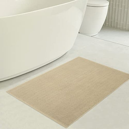American Soft Linen Bath Rug, 20 in 34 in 100% Cotton Bath Mats Rugs for Bathroom, Slip Reducer Washable Shaggy Form Area Rugs, Beige Bath Rug - color: Beige, style: 20x34" Cotton Bath Mat