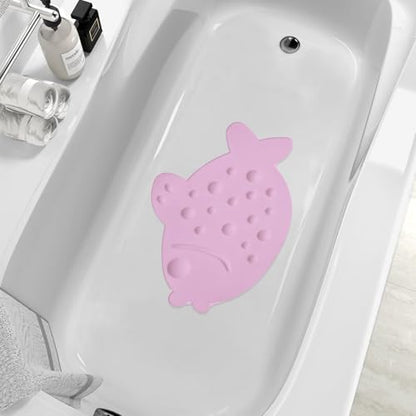 Non-Slip Bathtub Mat ZHICHENG Soft Rubber Bathroom Bathmat with Strong Suction Cups (Pink) - color: Pink