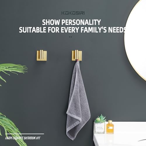 KOKOSIRI Robe Hooks Bathroom Towel Coat Hook for Bath Kitchen Wall 2 Pack Brushed Gold Stainless Steel B1013BG-P2 - color: Brushed Gold, size: 2 Pack
