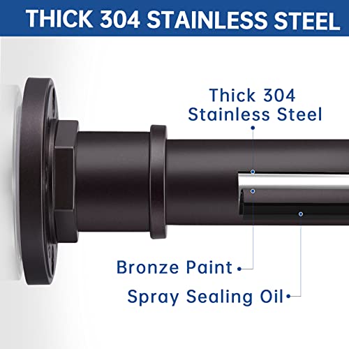 Industrial Shower Curtain Rod - 2-in-1 Design Tension Curtain Rod - Never Rust Non-Slip 43 to 72 Inch Stainless Steel, Bronze Window Curtain Rod - color: Bronze, size: 43-72 Inches